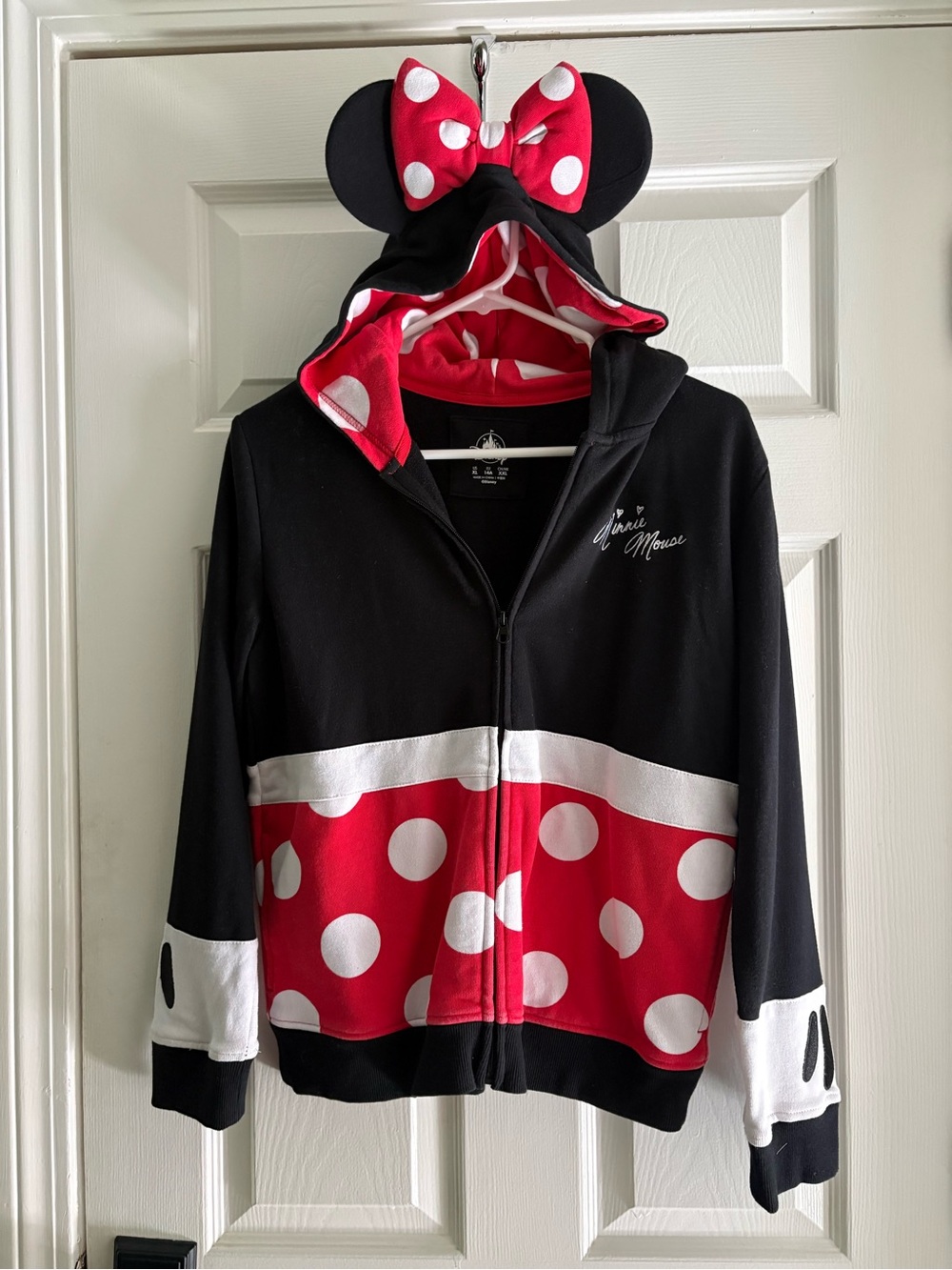Disney Minnie Mouse Black, Red & White Polka Dot Hooded Jacket